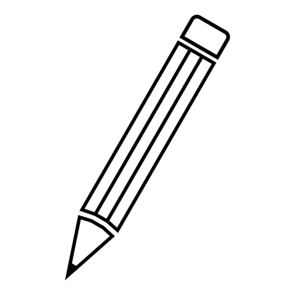 Ikona Ołówka Płaski Styl Prosty Czarny Kolor Linia Zarys Obiektu — Wektor stockowy