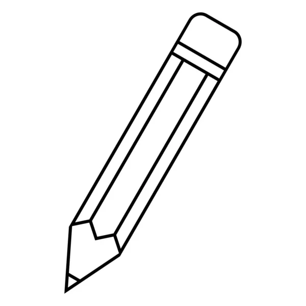 铅笔图标 扁平风格简单的黑色线条轮廓矢量对象 Web App Mobile Design School Label Sticker Stamp — 图库矢量图片