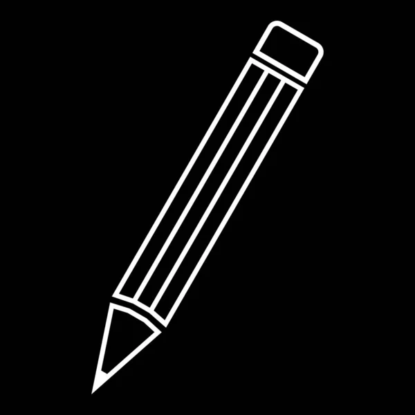 Значок Карандаша Плоский Стиль Простой Белый Цвет Линии Очертания Векторного — стоковый вектор