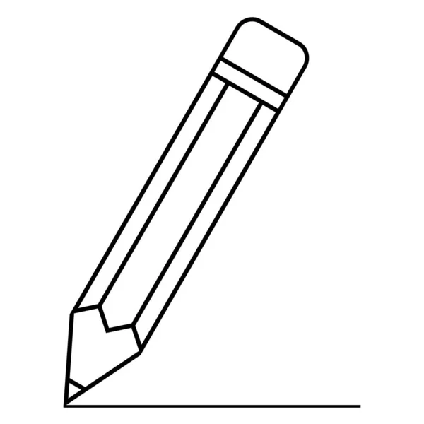 Icône Crayon Style Plat Simple Ligne Couleur Noire Contour Objet — Image vectorielle