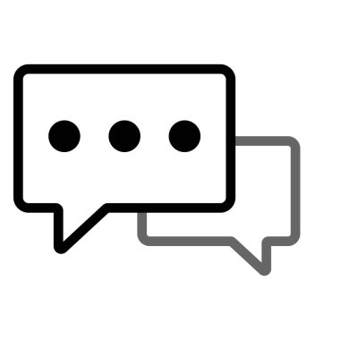 Konuşma balonu, konuşma veya sohbet balonu simgesi noktalar düz stil siyah renk ana hatları, iletişim, müşteri diyaloğu basit vektör tasarımı. Uygulama için boş, boş illüstrasyon, web yorum logosu izole.