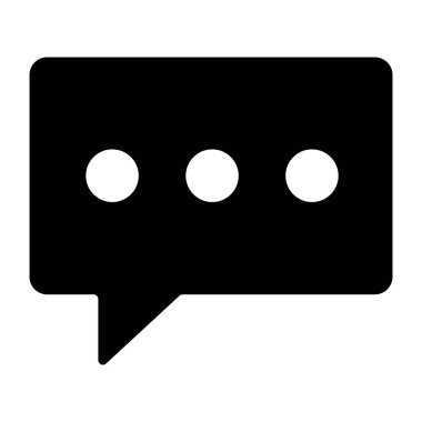 Konuşma balonu, konuşma veya sohbet balonu simgesi noktalar düz stil siyah renk ana hatları, iletişim, müşteri diyaloğu basit vektör tasarımı. Uygulama için boş, boş illüstrasyon, web yorum logosu izole.