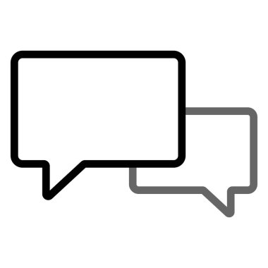 Konuşma balonu, konuşma veya sohbet balonu simgesi, düz stil siyah renk taslağı, iletişim, müşteri diyaloğu basit vektör tasarımı. Uygulama için boş, boş illüstrasyon, beyaz üzerinde izole edilmiş web yorum logosu.