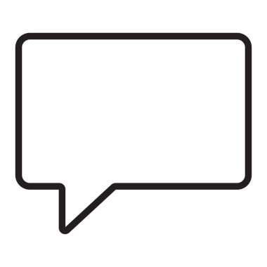 Konuşma balonu, konuşma veya sohbet balonu simgesi, düz stil siyah renk taslağı, iletişim, müşteri diyaloğu basit vektör tasarımı. Uygulama için boş, boş illüstrasyon, beyaz üzerinde izole edilmiş web yorum logosu.