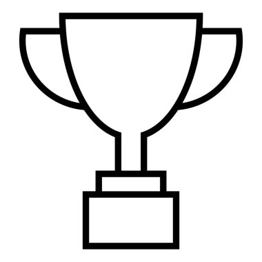 Kupa ikonu, düz stil siyah taslak şampiyonluk kupası kazanan sembol. Etiket, amblem, logo, mobil, uygulama, ağ, oyun, spor, başarı grafiği beyaza izole edildi.