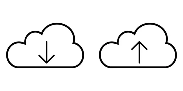 Subir Conjunto Iconos Descarga Archivo Almacenamiento Nube Enviar Símbolo Vector — Archivo Imágenes Vectoriales