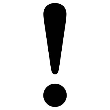 Ünlem işareti simgesi, tehlike uyarısı işareti, tehlike ve uyarı sembolü, hata logosu, risk grafiği, web, uygulama, mobil için düz stil vektör çizimi. Siyah renkli klip sanatı beyaza izole edildi.