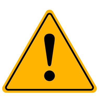 Ünlem işareti simgesi, tehlike uyarısı işareti, tehlike ve uyarı sembolü, hata logosu, risk grafiği, web, uygulama, mobil için düz stil vektör çizimi. Sarı renk üçgen klip sanatı izole edildi.