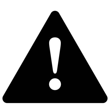 Ünlem işareti simgesi, tehlike uyarısı işareti, tehlike ve uyarı sembolü, hata logosu, risk grafiği, web, uygulama, mobil için düz stil vektör çizimi. Siyah renkli üçgen klip sanatı izole edildi.