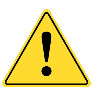 Ünlem işareti simgesi, tehlike uyarısı işareti, tehlike ve uyarı sembolü, hata logosu, risk grafiği, web, uygulama, mobil için düz stil vektör çizimi. Sarı renk üçgen klip sanatı izole edildi.