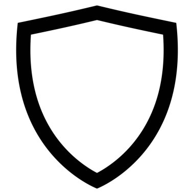 Kalkan simgesi, düz stil siyah renk oyun için güzel vektör sembolü, web, uygulama, mobil, ürün, servis, etiket, UI, logo. Beyaz arkaplanda izole edilmiş moda tasarım nesnesi.