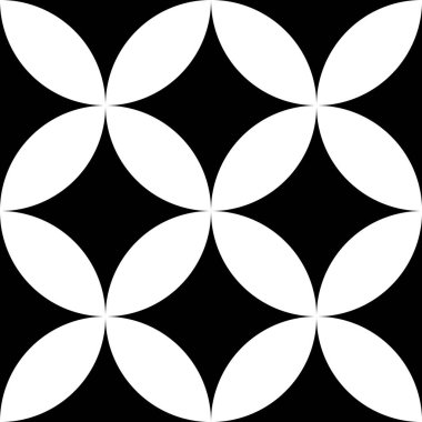 Klozet kaplama deseni, dairelerle oluşturulmuş Japon kusursuz geometrik şekiller. Siyah ve beyaz renk modern tasarım stil, dekoratif doku, grafik, web şablon düzeni, arkaplan.