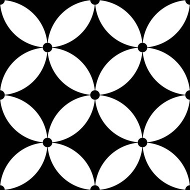 Klozet kaplama deseni, dairelerle oluşturulmuş Japon kusursuz geometrik şekiller. Siyah ve beyaz renk modern tasarım stil, dekoratif doku, grafik, web şablon düzeni, arkaplan.