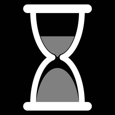 Kum saati simgesi, kum saati, saat, düz stil siyah renk bekleme vektör sembolü. Web, uygulama, mobil, UI, etiket, logo koyu renk üzerine izole edilmiş nesne tasarımı yükleniyor.