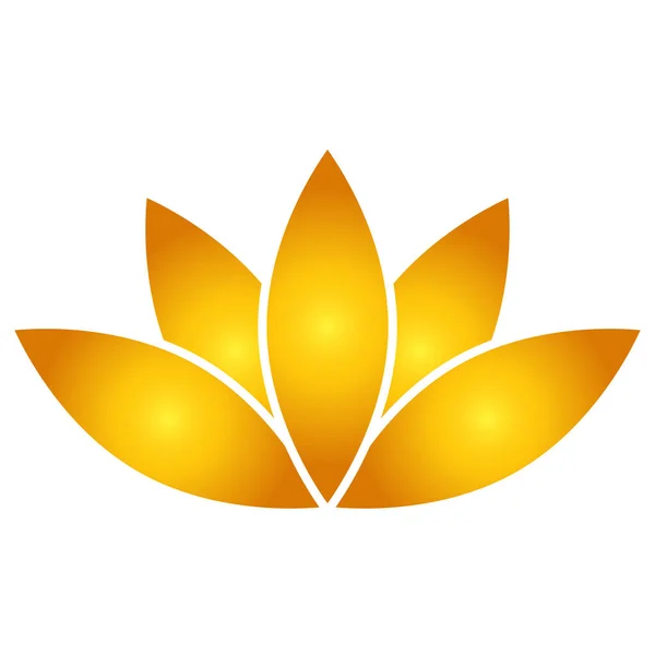 Lotus Çiçeği Ikonu Düz Stil Altın Renk Vektör Sembolü Nesne — Stok Vektör