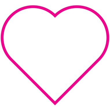 Kalp ikonu, güzel düz stil pembe taslak renk Sevgililer Günü sembolü, mükemmel şekil veren aşk objesi, mutlu düşünceler, web, uygulama, mobil, UI, oyun için sağlık veya hayat çizimi. Beyazda izole edilmiş.