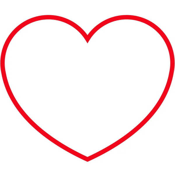 Kalp Ikonu Güzel Düz Stil Kırmızı Anahat Rengi Sevgililer Günü — Stok Vektör