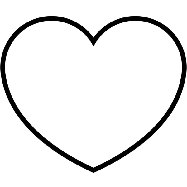 Kalp Ikonu Güzel Düz Stil Siyah Anahat Renk Sevgililer Günü — Stok Vektör