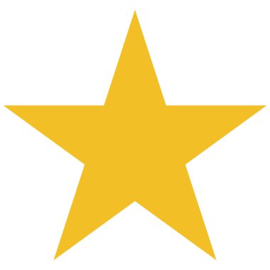 Yıldız simgesi, altın sarısı düz stil şekil derecesi veya fikir konsepti vektörü. Web, mobil, uygulama, UI, logo, oyun, pul, etiket sembolü izole edilmiş arkaplan için modayı tasarım grafikleri çizimi.