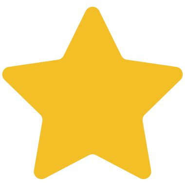 Altın yıldız ikonu, sarı renkli kıvrımlı köşeli şirin düz stil, derecelendirme konsepti vektörü. Web, mobil, uygulama, UI, logo, oyun, pul, etiket sembolü izole edilmiş arkaplan için moda tasarımı grafiği.