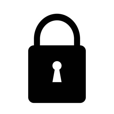 Kilit simgesi, düz stil siyah asma kilit vektörü ağ, uygulama, mobil, UI, oyun, logo tasarımı, güvenlik, gizli, gizlilik, güvenlik, izole edilmiş arkaplan ile parola fikir kavramı sembolü.