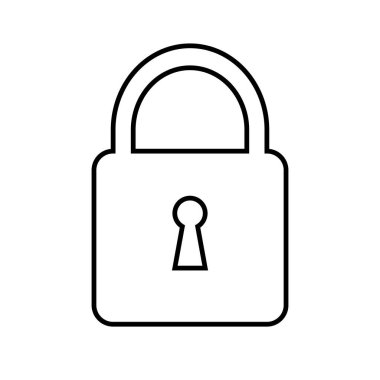 Kilit simgesi, düz stil siyah asma kilit vektörü ile ağ, uygulama, mobil, UI, oyun, logo, güvenlik, gizli, gizlilik, güvenlik, parola fikir kavramı sembolü ile izole edilmiş arkaplan.