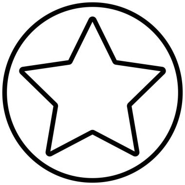 Çemberli yıldız simgesi, mobil, uygulama, web, UI, oyun, logo, çıkartma, etiket, izole edilmiş arkaplanı olan lazer oymalı model sembolü için siyah renk düz çizgili vektör şekli çizimi.