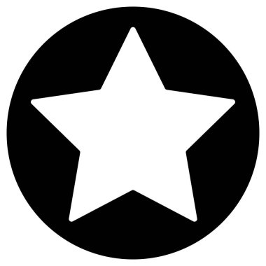 Siyah daireli yıldız simgesi beyaz rengi, mobil, uygulama, web, UI, oyun, logo, pul, etiket, etiket, izole edilmiş arkaplan ile lazer oymalı model sembolü için düz stil vektör şekli çizimi.