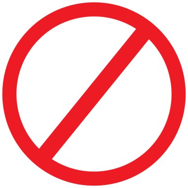 Giriş reddedildi, yasaklandı, yasaklandı, dur ya da hiçbir işaret vektör simgesi yok. Kırmızı renk, mobil konsept, web tasarımı, video kullanımı için boş düz tabela. Beyaz arkaplanda izole edilmiş simge, sembol, klipsleme sanatı.