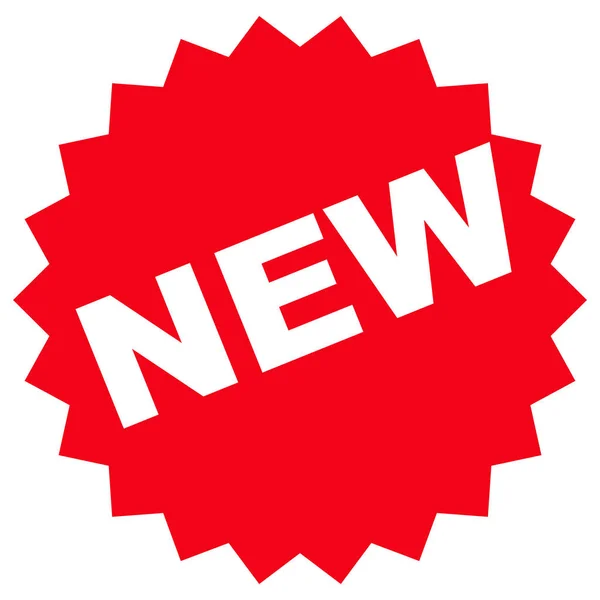 Nuovo Adesivo Etichetta Promozione Stile Piatto Colore Rosso Nuovi Prodotti — Vettoriale Stock