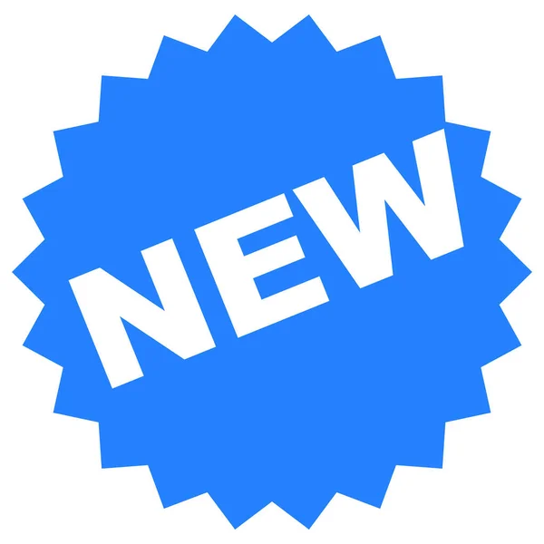 Nuovo Adesivo Etichetta Promozione Stile Piatto Colore Blu Nuovi Prodotti — Vettoriale Stock