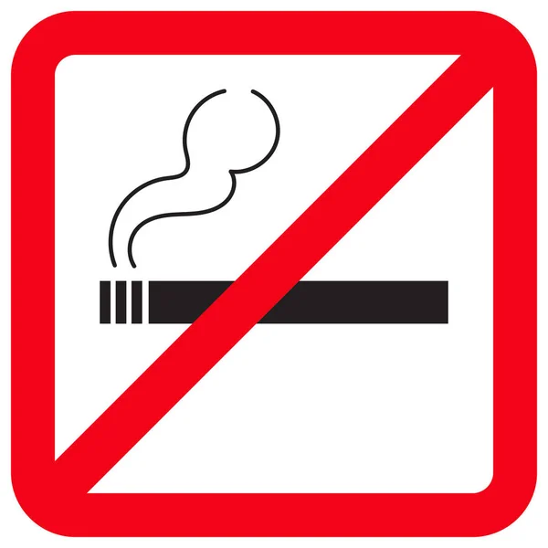 Kein Rauchverbotsschild Quadratische Trendige Verbotsikone Für Zigarette Tabak Rote Farbe — Stockvektor