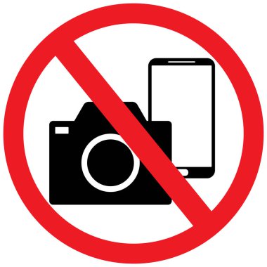 Kamera yok, cep telefonu yok işaret simgesi yok, fotoğraf ya da video yok, kırmızı renk sembollü yasak işareti yok. Çember çizimi silindi, resim çekmek ya da görüntü grafik tasarımı yok izole arkaplan.