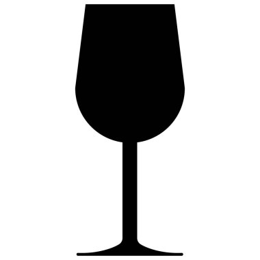 Şarap kadehinin basit silüeti, zarif ve minimalist siyah renkli düz stil tasarım. Menüler web siteleri için mükemmel.