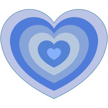 Mavi kalp katmanları, görsel olarak çekici dijital illüstrasyon eş merkezli kalp şekilleri mavinin değişik tonlarında derinlik ve görsel ilgi yaratıyor..