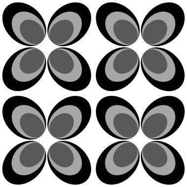 Üst üste binen ovallerin soyut gri tonlamalı deseni, çiçeğe benzer bir tasarım yaratıyor. Özgeçmiş ya da tekstil baskıları için mükemmel.