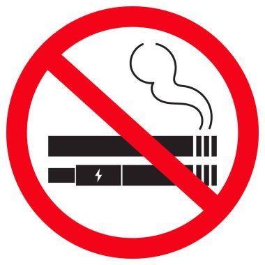 Sigara içmek ya da sigara içmek yasak. Tütün ve elektronik sigaralar için mükemmel yasaklama sembolü.