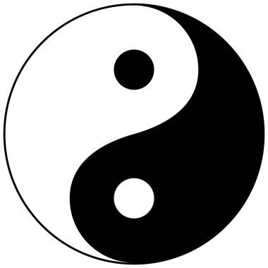 Yin ve Yang sembolü, denge ve ahengi temsil ediyor. Siyah beyaz klasik tasarım..