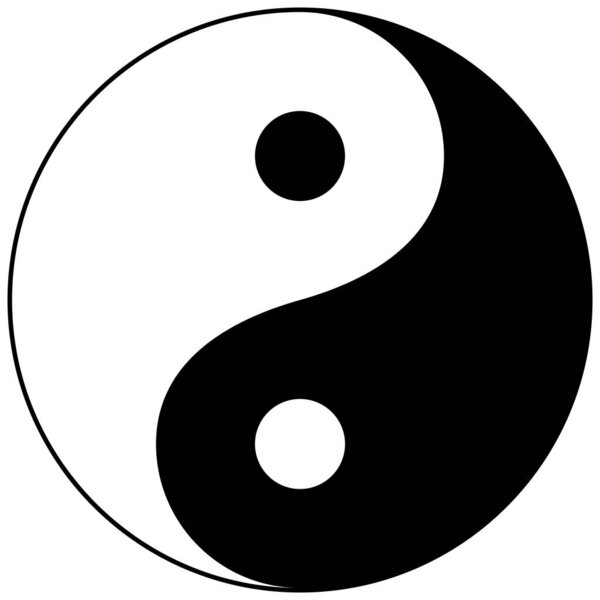 Yin and Yang symbol, representing balance and harmony. Classic design with black and white.