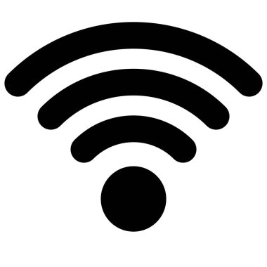 Kablosuz bağlantı ikonu, siyah beyaz jenerik teknoloji sembolü. Veri iletişimini ya da izole edilmiş arkaplan ile kablosuz teknolojiyi temsil eden basit grafik.