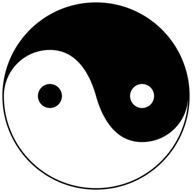 Yin ve yang siyah ve beyaz renk sembolü denge ve uyumu temsil ediyor. Karşıt güçlerin klasik temsili.