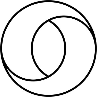 Birbirine dolanmış soyut çemberler grafik tasarım tarzında büyüleyici bir görsel, geometri ve basitliği harmanlayan bir karışım yaratır. Yuvarlak ve düz çizgiler.