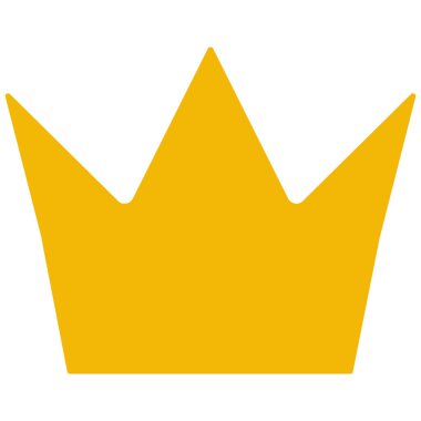 Altın taç ikonu, sarı renk vektör grafiği kraliyet ve gücü simgeliyor, otoriteyi, asaleti simgeliyor. Oyun, uygulama UI, düğme veya pul için izole edilmiş arka plana sahip basit tasarım.