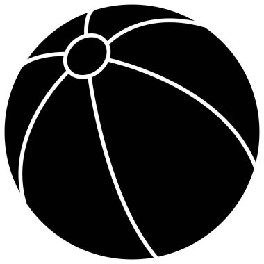 Plaj topu, beyaz çizgili minimal siyah çizimler, izole edilmiş arka planda küresel nesneler çizimi, uygun yaz eğlencesi, açık hava aktiviteleri ve çeşitli uygulamalar..