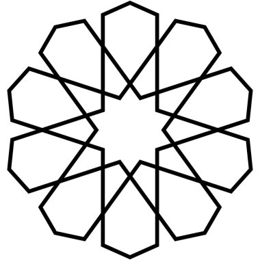 Geometrik desen, kesişen siyah çizgiler ve izole arkaplan şekilleriyle çiçek tasarımı.