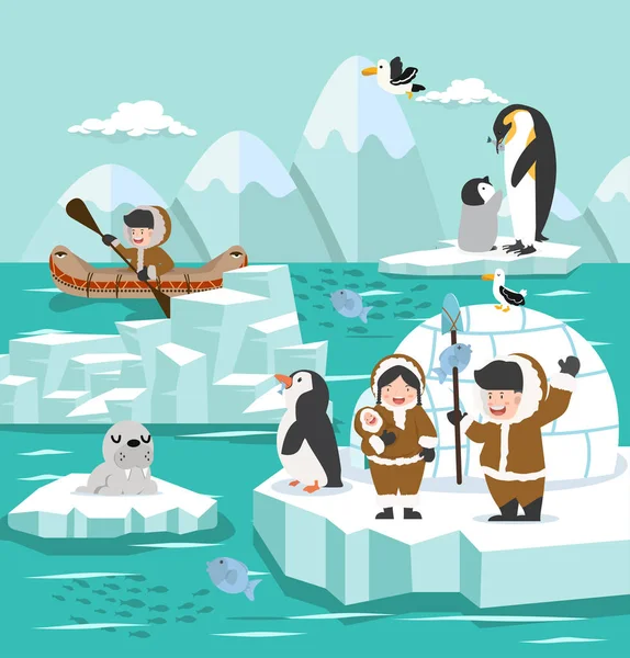 Cartoni Animati Natura Polo Nord Artico — Vettoriale Stock