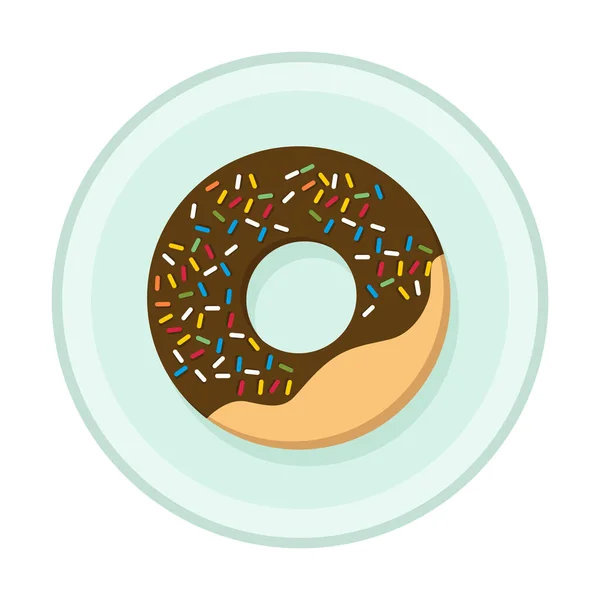 Donut Sur Plaque Icône Vecteur — Image vectorielle