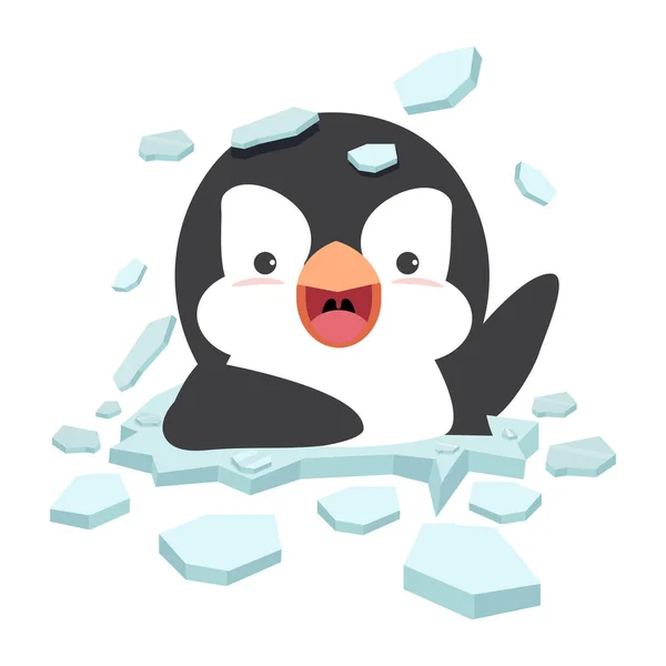 Kövér Pingvin Jégtáblán — Stock Vector