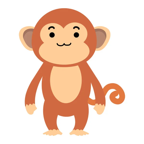 Ícone Bonito Vetor Dos Desenhos Animados Macaco — Vetor de Stock
