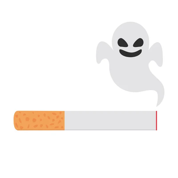 Εικόνα Τσιγάρου Επίπεδη Γραμμή Καπνό Φάντασμα — Διανυσματικό Αρχείο